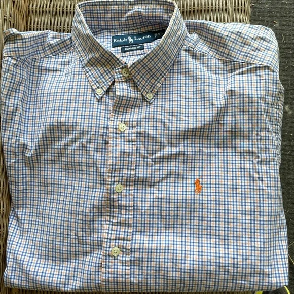 Ralph Lauren Men's Blue Classic Fit Checkered Shirt XL - Picture 7 of 7